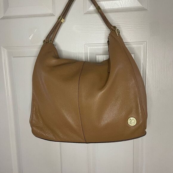VINCE CAMUTO Toasted Tan / Light Brown Pebbled Leather Hobo Shoulder Bag - Picture 2 of 14